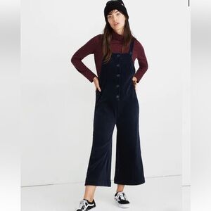 Madewell Texture & Thread Velour Corduroy Overalls in Deep Navy